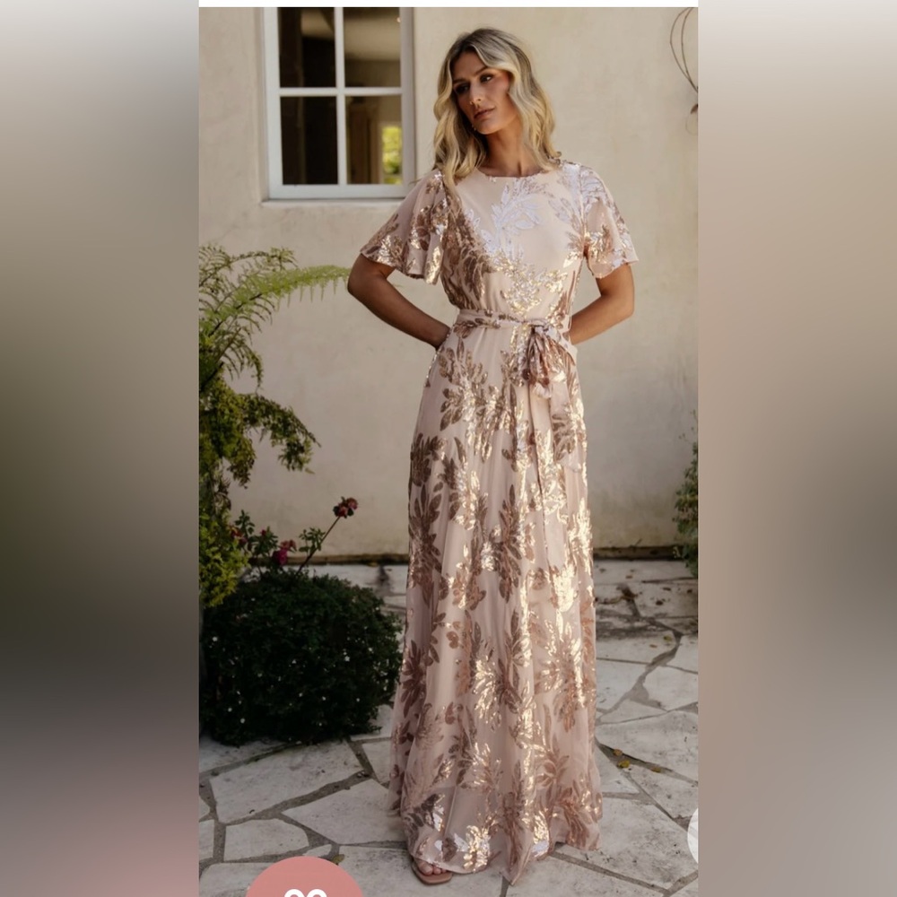 Muse Sequin Maxi Dress | Rose Gold